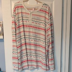 Wondershop Cream Holiday Pajama Top with Red & Green Fair Isle Stripes